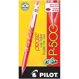 Pilot - Precise P-500 Gel Pens, Extra Fine Point, Dozen - Red Ink