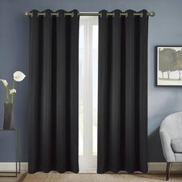 RT Designers Collection - Olivia Gray Anchorage Solid Blackout Grommet Curtain Panel Pair - 54"x84" - Black
