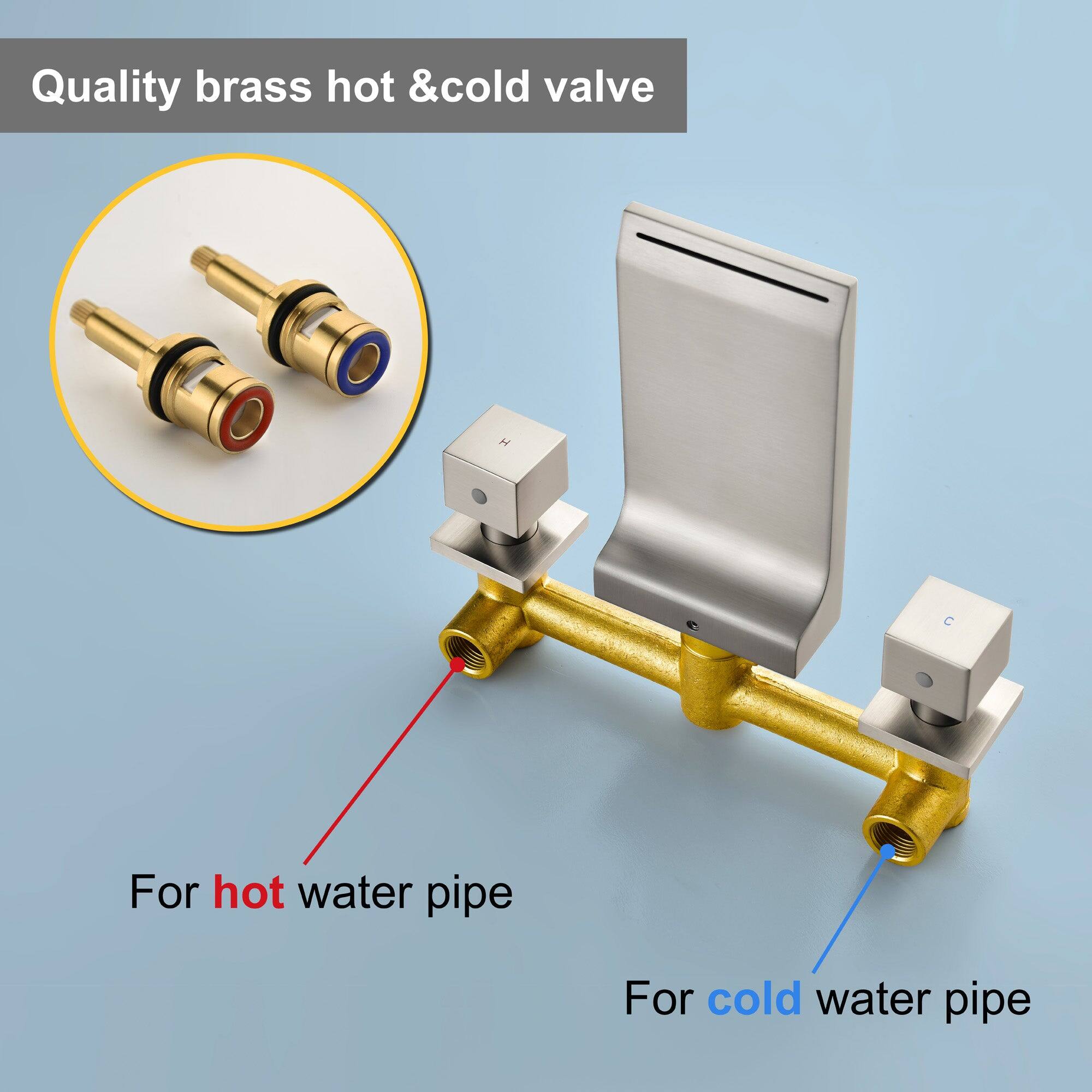 Quality brass hot & cold valve

For hot water pipe

For cold water pipe