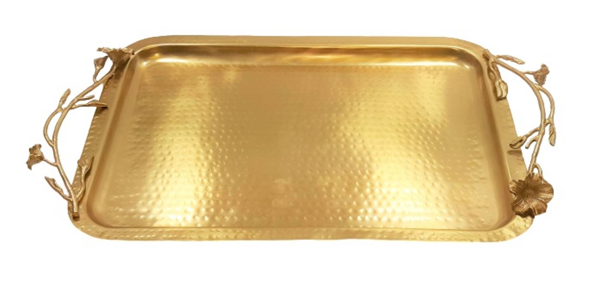 Angle. Jiallo - Eldora rectangular tray - Satin Gold - Gold.