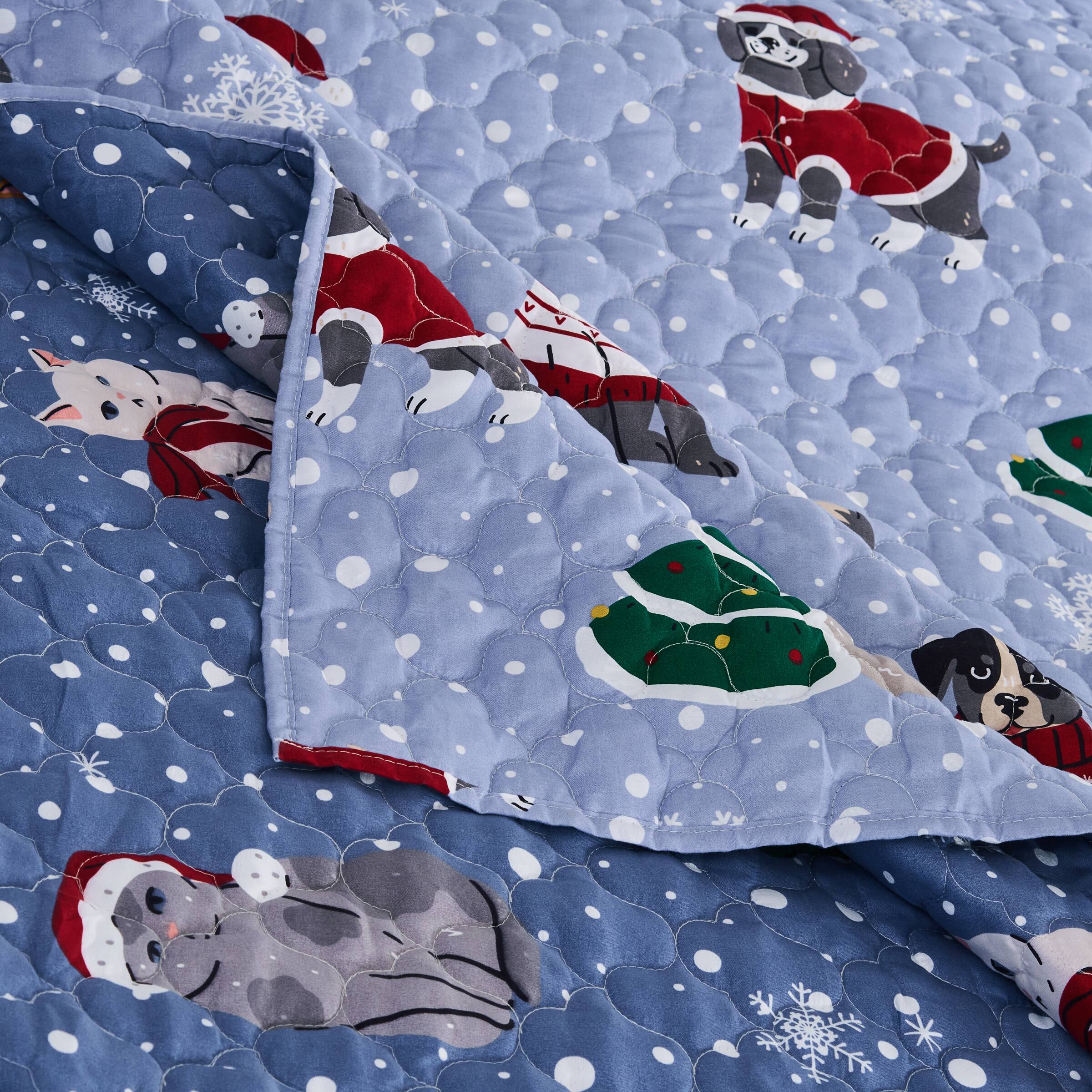 Back. BreeBe - Winter Whiskers Throw - Blue.