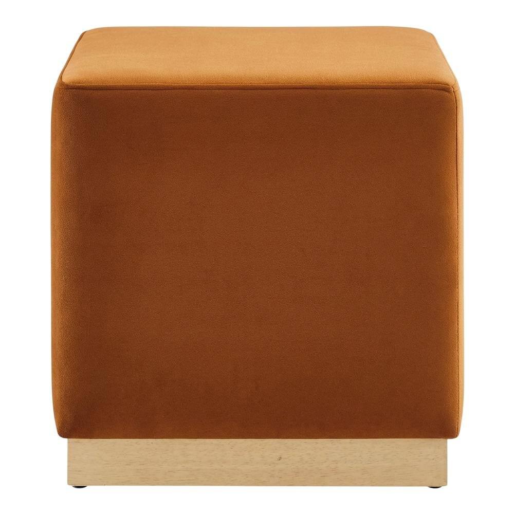 Back. Outdoor Escape - Square Performance Velvet Ottoman In Neutral Tone With Plush Upholstery - Brown.