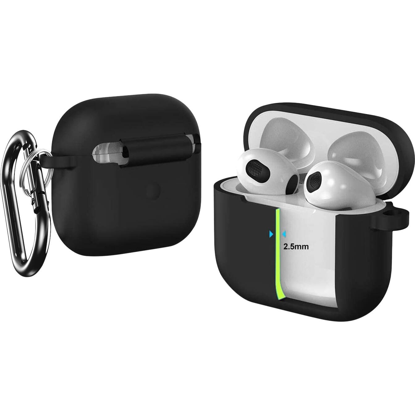 Alt View 12. SaharaCase - Venture Series Silicone Combo Kit Case for Apple AirPods (3rd Generation) - Black.