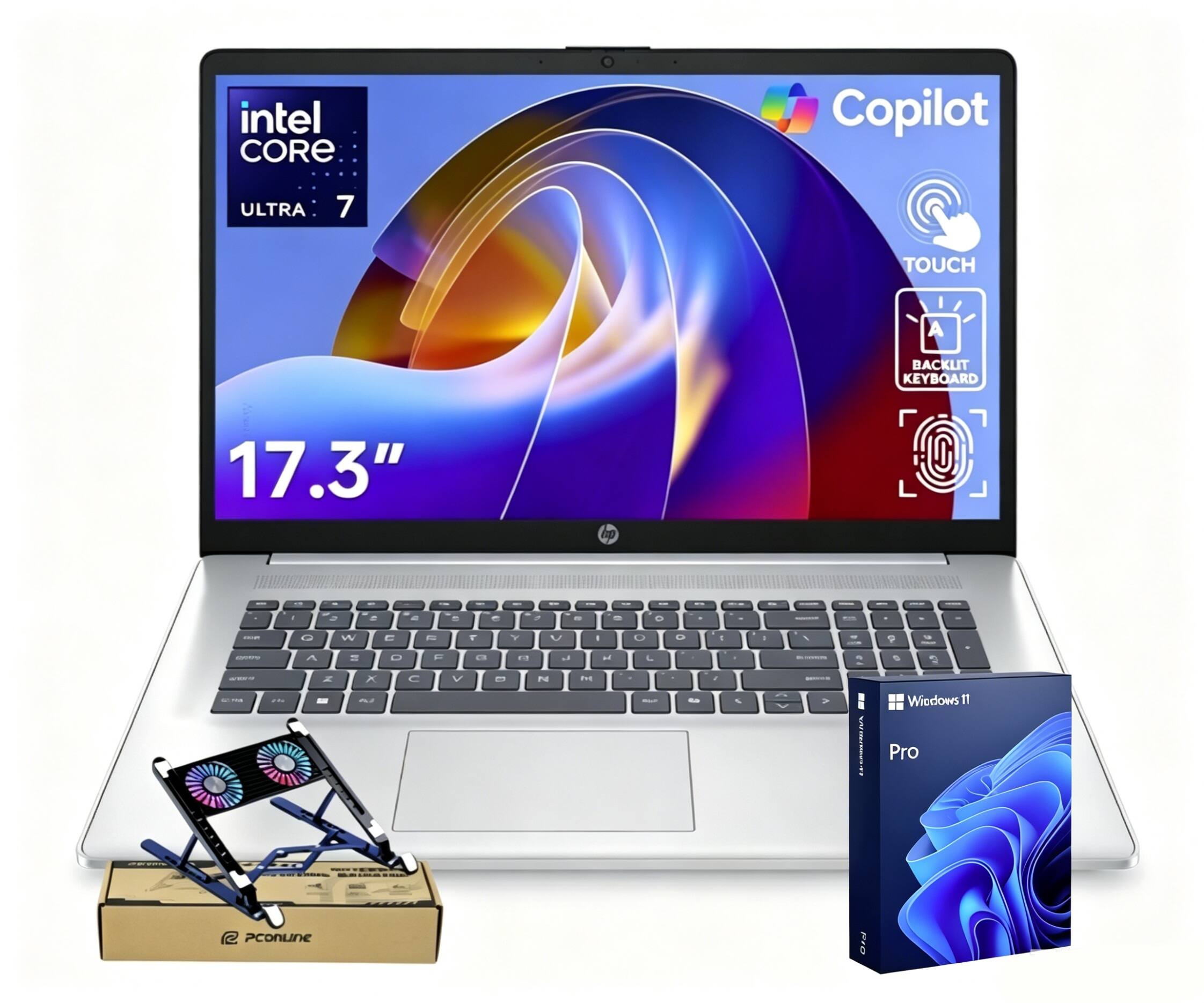 intel CORE Copilot ULTRA 7 TOUCH A BACKLIT KEYBOARD 17.3"  
Windows 11 Pro  
PConline