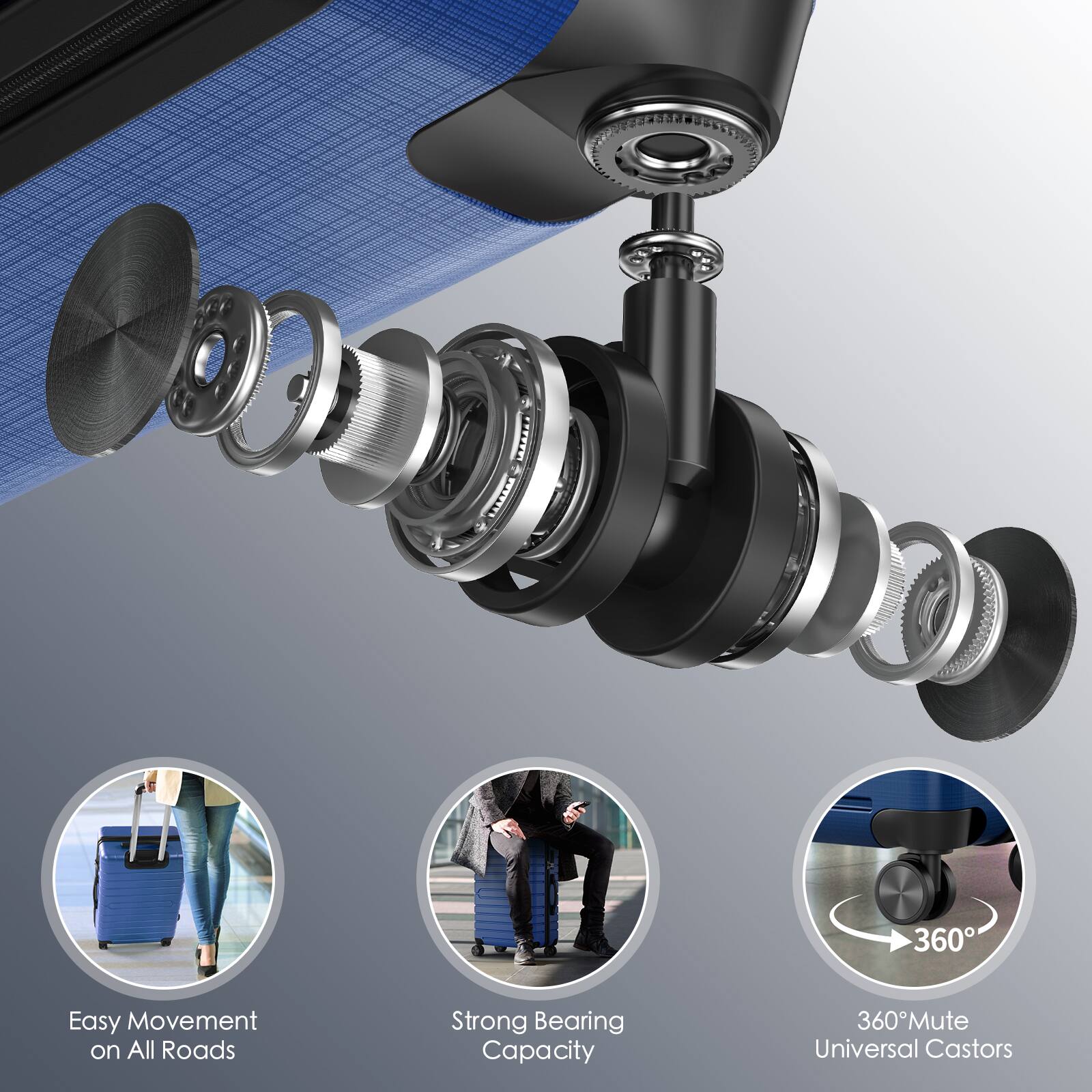 Easy Movement on All Roads  
Strong Bearing Capacity  
360° Mute Universal Castors