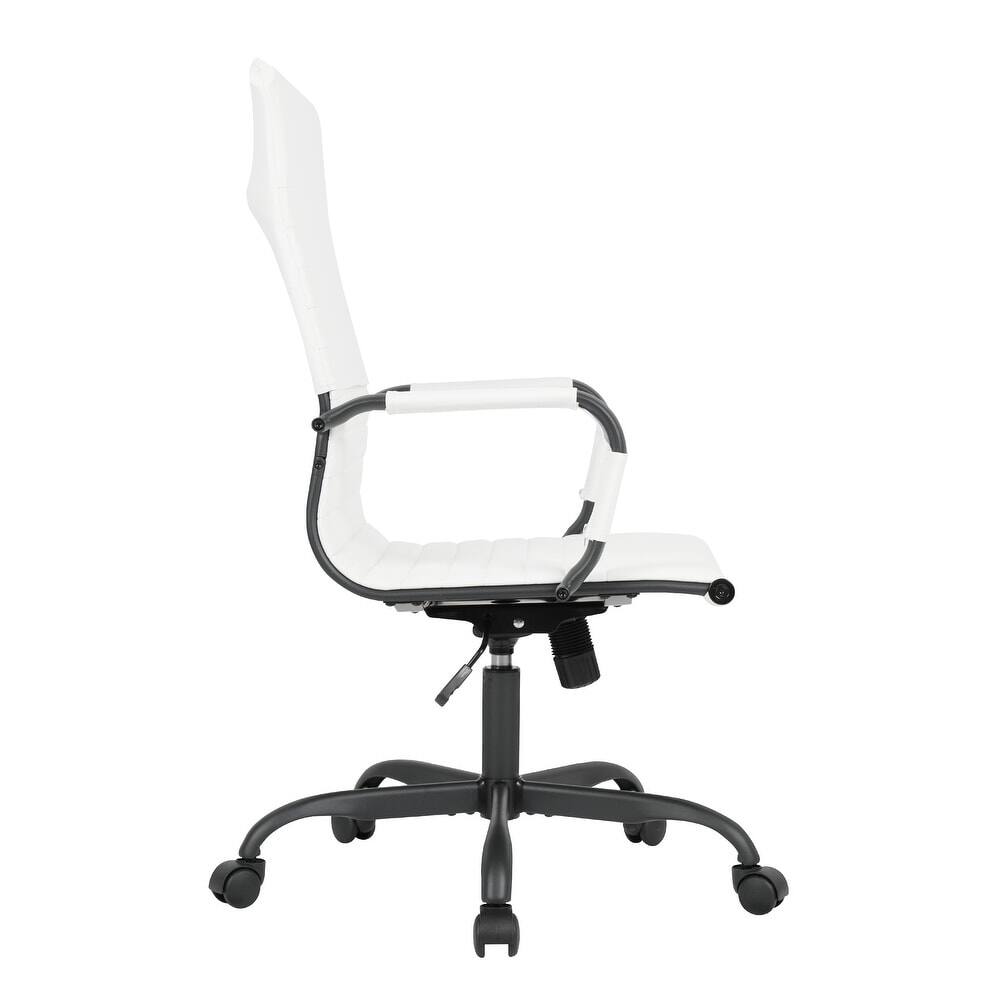 Alt View 4. LeisureMod - Harris Ergonomic High-Back Office Chair Leather Upholstery, Adjustable Swivel, Tilt, and Black Iron Frame - White.