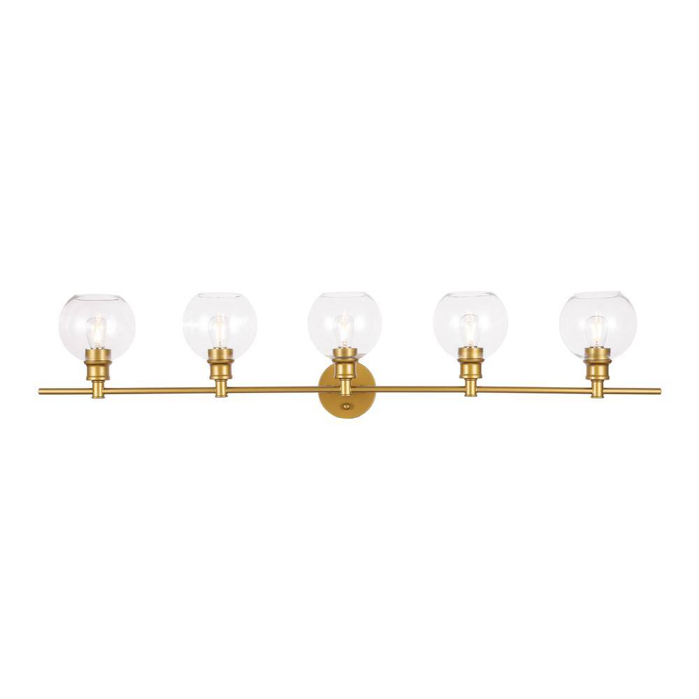 Alt View 9. Living District - Collier 5 light Brass and Clear glass Wall sconce - Brass And Clear Glass.