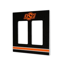 Keyscaper - Oklahoma State Cowboys Stripe Design Double Rocker Light Switch Plate - Multicolor