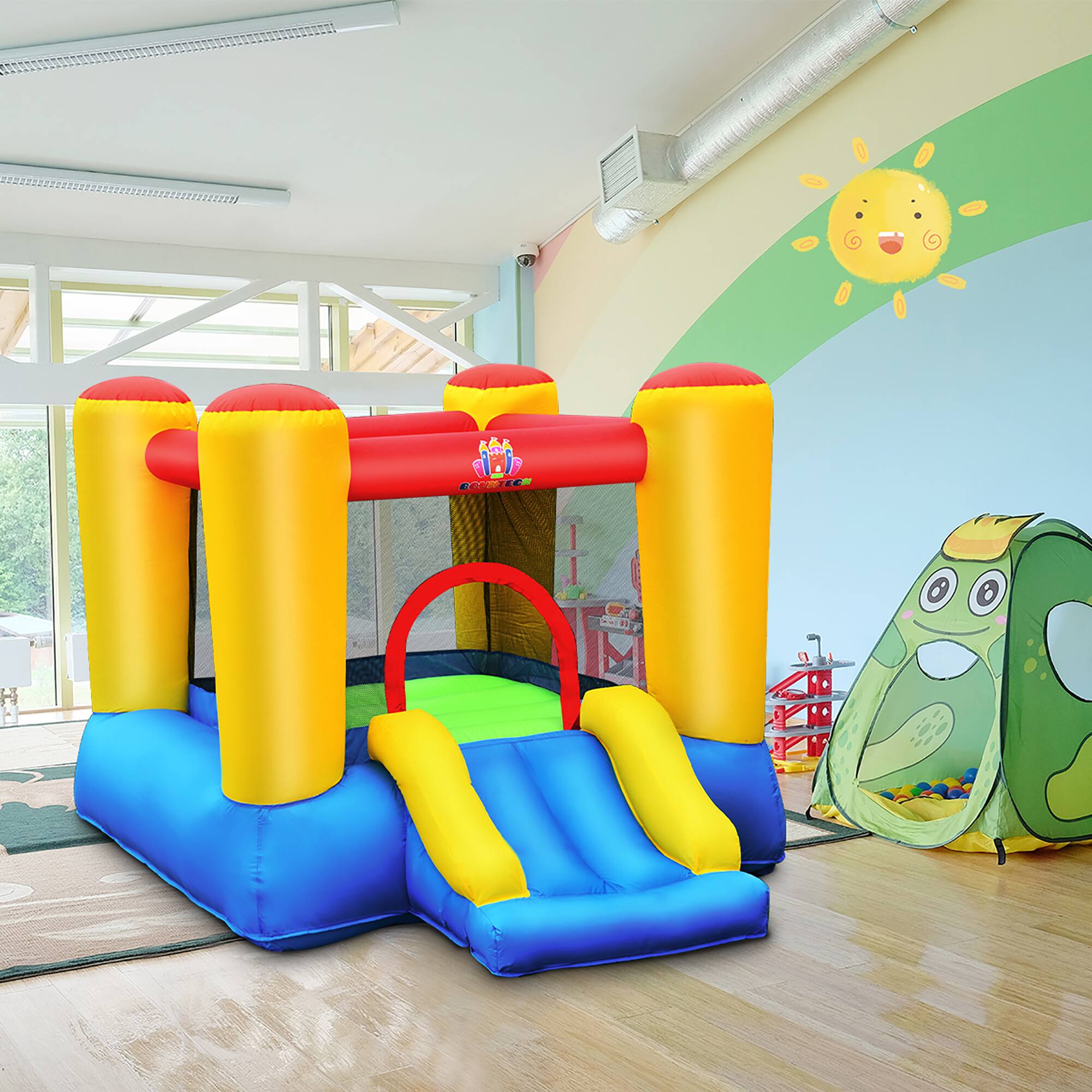 Alt View 1. Costway - Costway Inflatable Bouncer Kids Slide Bounce House for Indoor Outdoor with 550W Blower - Multicolour.