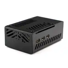 Front. Pimoroni - Pimoroni PIM771 NVMe Base Case for Raspberry Pi 5 folded aluminium - Black.