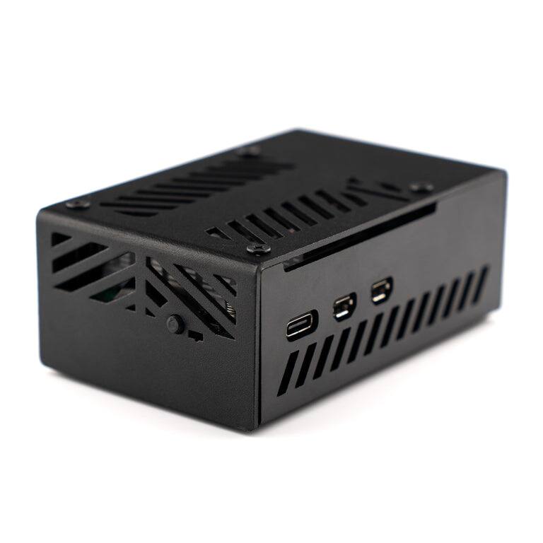 Front. Pimoroni - Pimoroni PIM771 NVMe Base Case for Raspberry Pi 5 folded aluminium - Black.