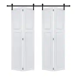 Boyel Living - Modern 2-Panel Barn Sliding Door 36-in L x 0.75-in W x 84-in H with Hardware Kit - Milk White