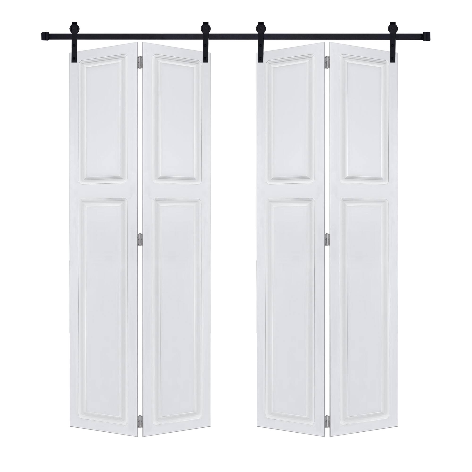 Front. Boyel Living - Milk White Modern 2-Panel Barn Sliding Door 30-in L x 0.75-in W x 84-in H with Hardware Kit - Milk White.