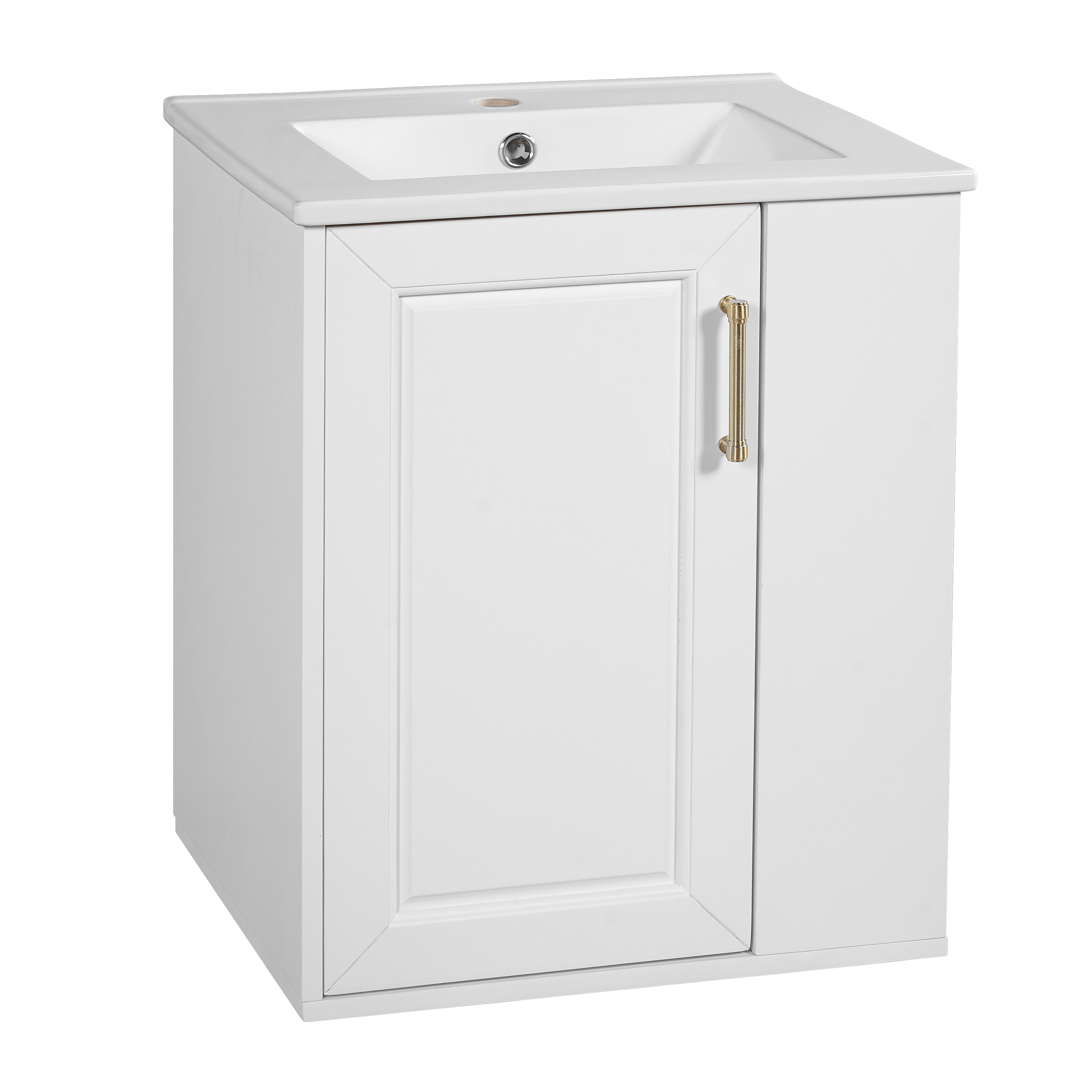 Alt View 10. Boyel Living - 20 Inch Wall Mounted Bathroom Vanity with Ceramic Sink and Side Cabinet White - White.