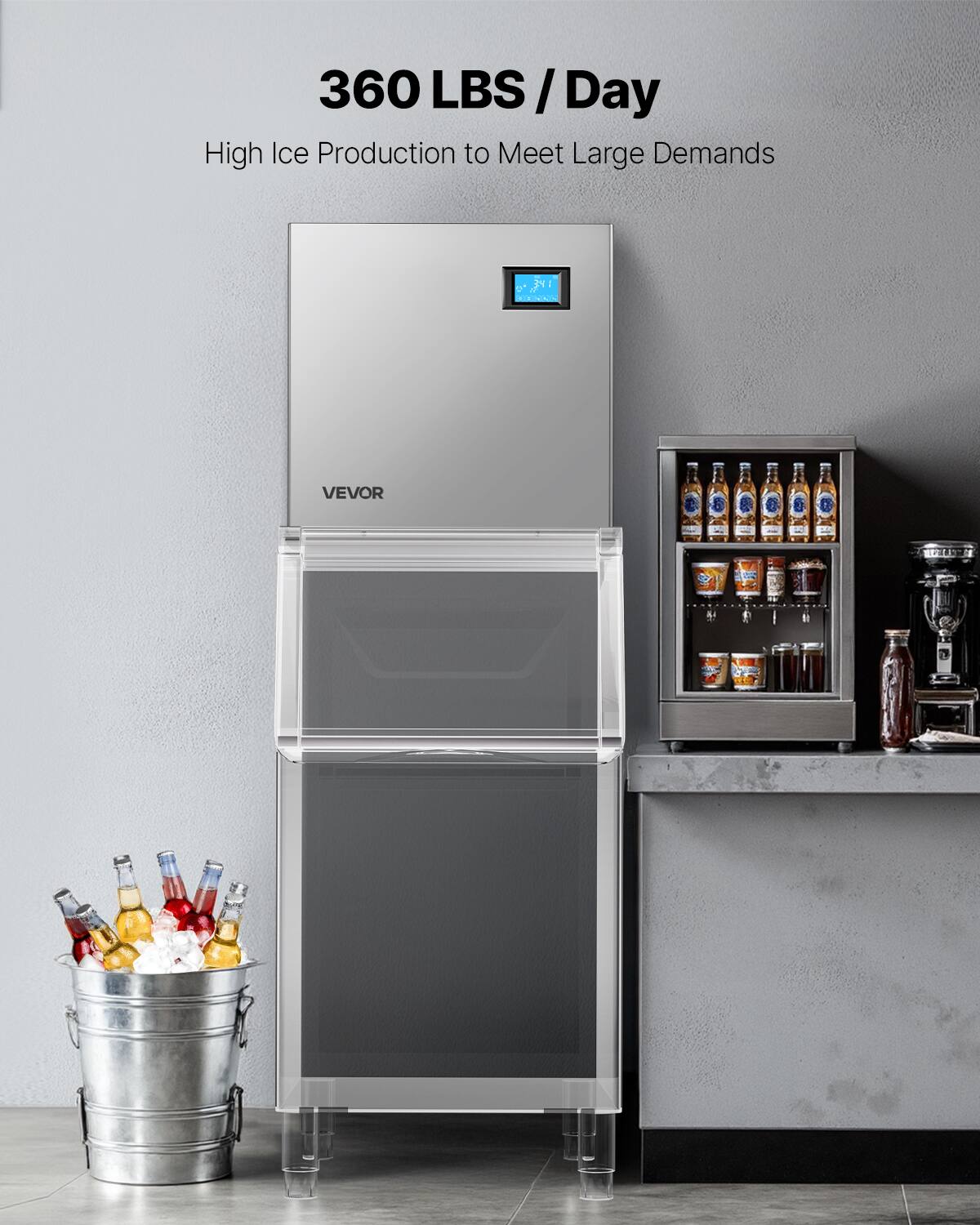 360 LBS / Day  
High Ice Production to Meet Large Demands  
VEVOR