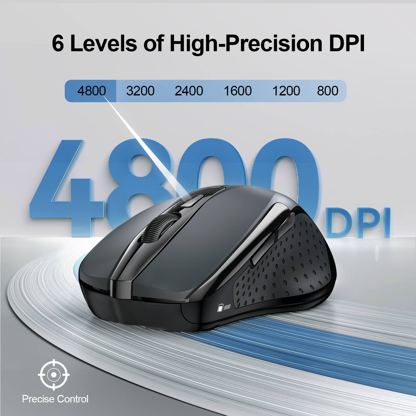 6 Levels of High-Precision DPI

4800 3200 2400 1600 1200 800

4800 DPI

Precise Control