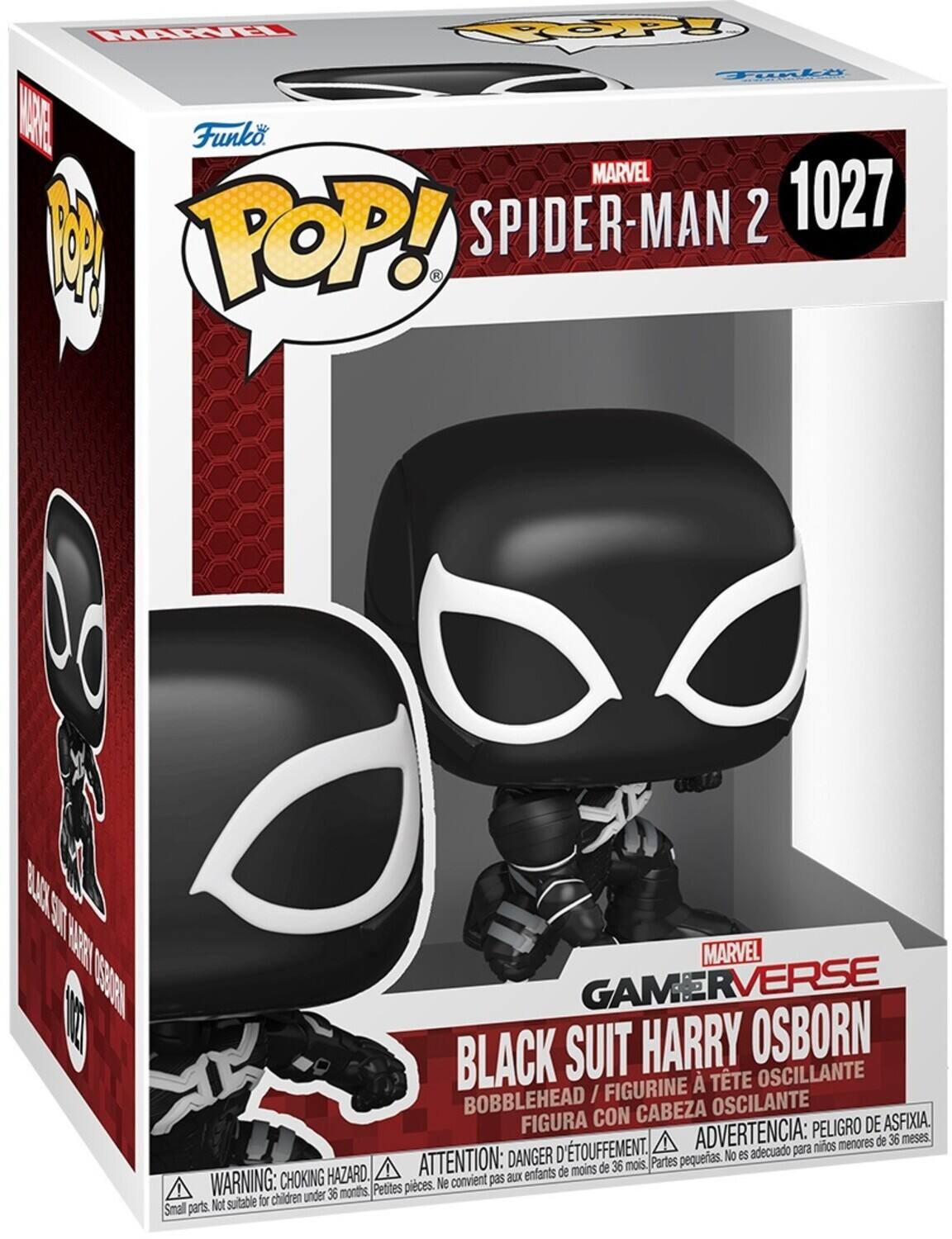 Funko. MARVEL SPIDER-MAN 2 1027 M POP! K BA SST MARVEL YSSOAE GAMERVERSE 1 SUIT HARRY OSBORN BLACK / FIGURINE TTE OSCILANTE BOBBLEHEAD CABEZA OSCILANTE FIGURA CON PELIGRO DE ASFIXIA D'TOUFFEMENT. ADVERTENCIA: para nios menores de 36 meses. DANGER pequerias. No es adecuado HAZARD. ATTENTION: enfants de moins de 36 mois. Partes WARNING: CHOKING Ne convient pas aux 36 months, Petites pieces. Not suitable for children under Smal parts. Not