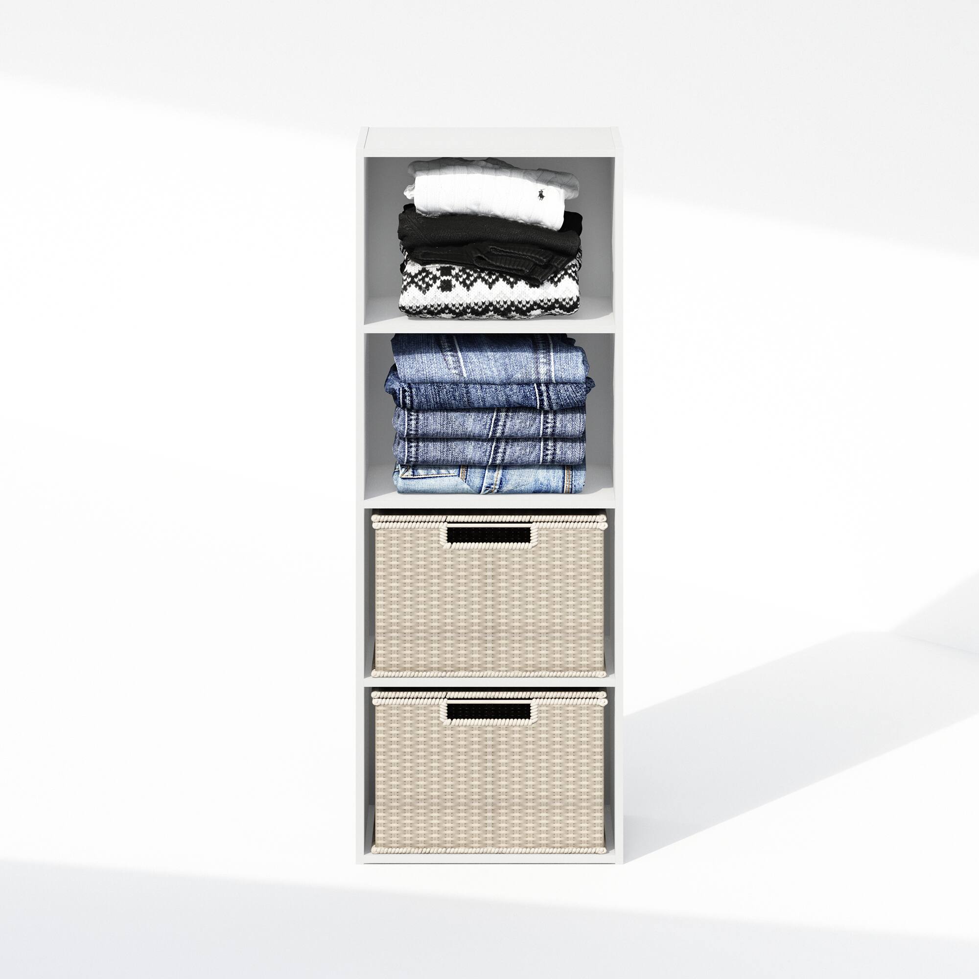 Alt View 4. Furinno - Reed 4-Tier Open Shelf Multipurpose Closet & Clothing Storage, Storage Organizer - White.