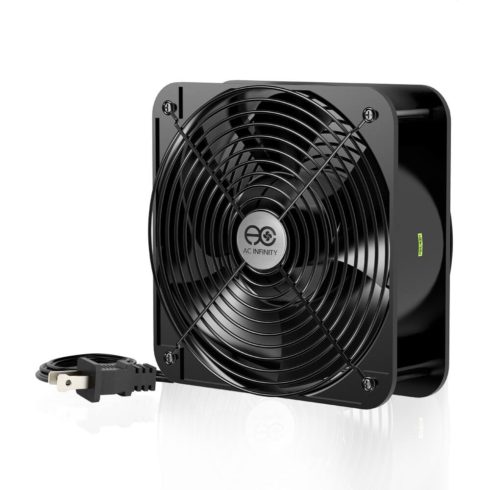 Front. AC Infinity - AXIAL 2060, 120V AC Muffin Cooling Fan, 200mm x 200mm x 60mm - Black.
