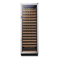 Lanbo - 23 in. 165 Bottle Stainless Steel Single Zone Wine Cooler with Digital Temperature Control and Quiet Operation - Black - Front_Zoom