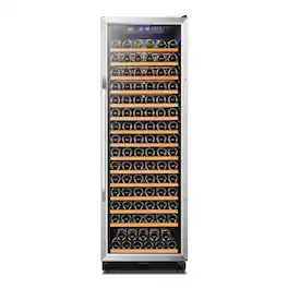 Lanbo - 23 in. 165 Bottle Built-in Wine Cooler with Stainless Steel Double-layers Tempered Glass Door and Compressor Fan Cooling - Black