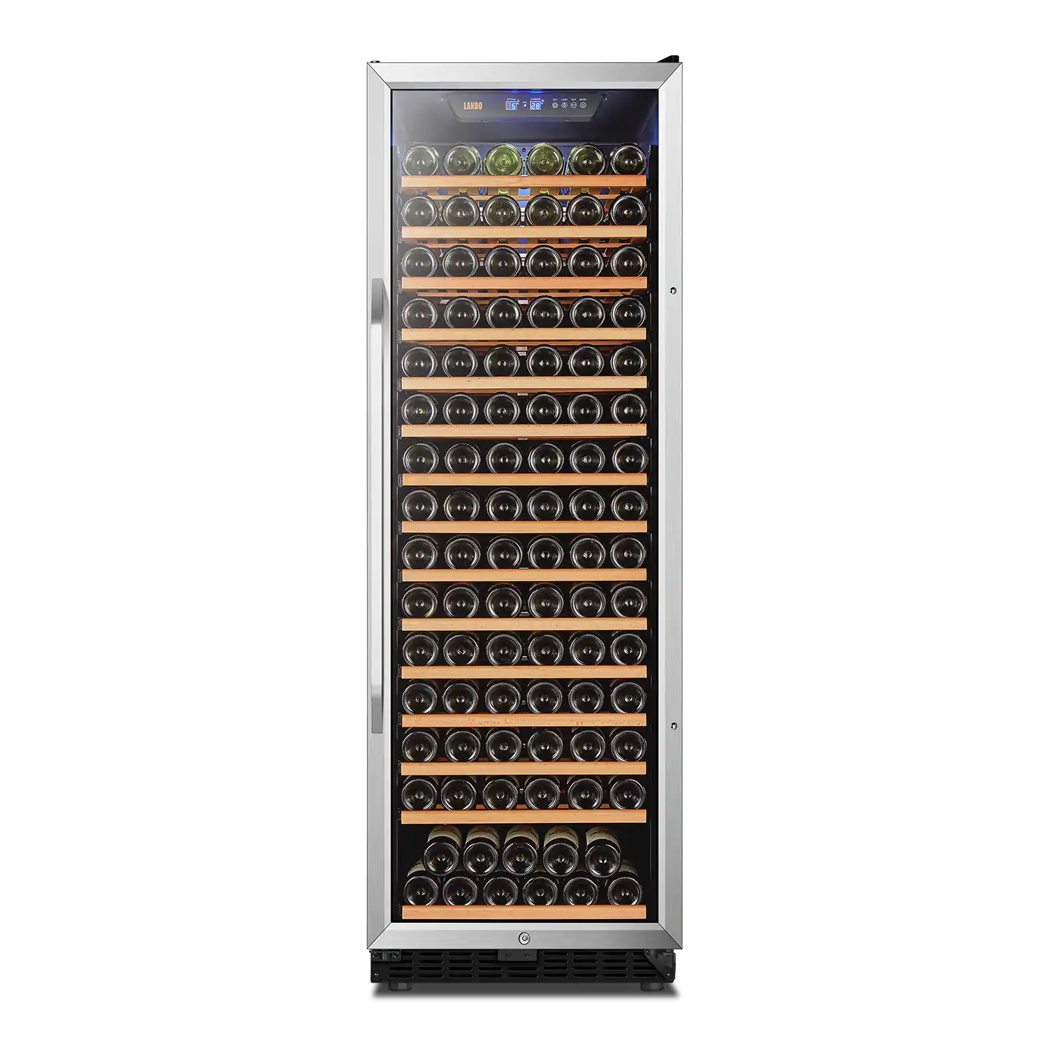 Front. Lanbo - 23 in. 165 Bottle Built-in Wine Cooler with Stainless Steel Double-layers Tempered Glass Door and Compressor Fan Cooling - Black.