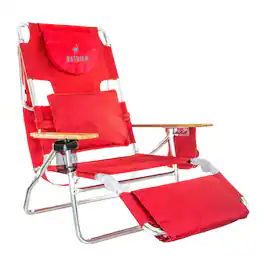 Ostrich - The Deluxe 3N1 Lightweight Outdoor Beach Lounge Chair w/ Footrest - Red