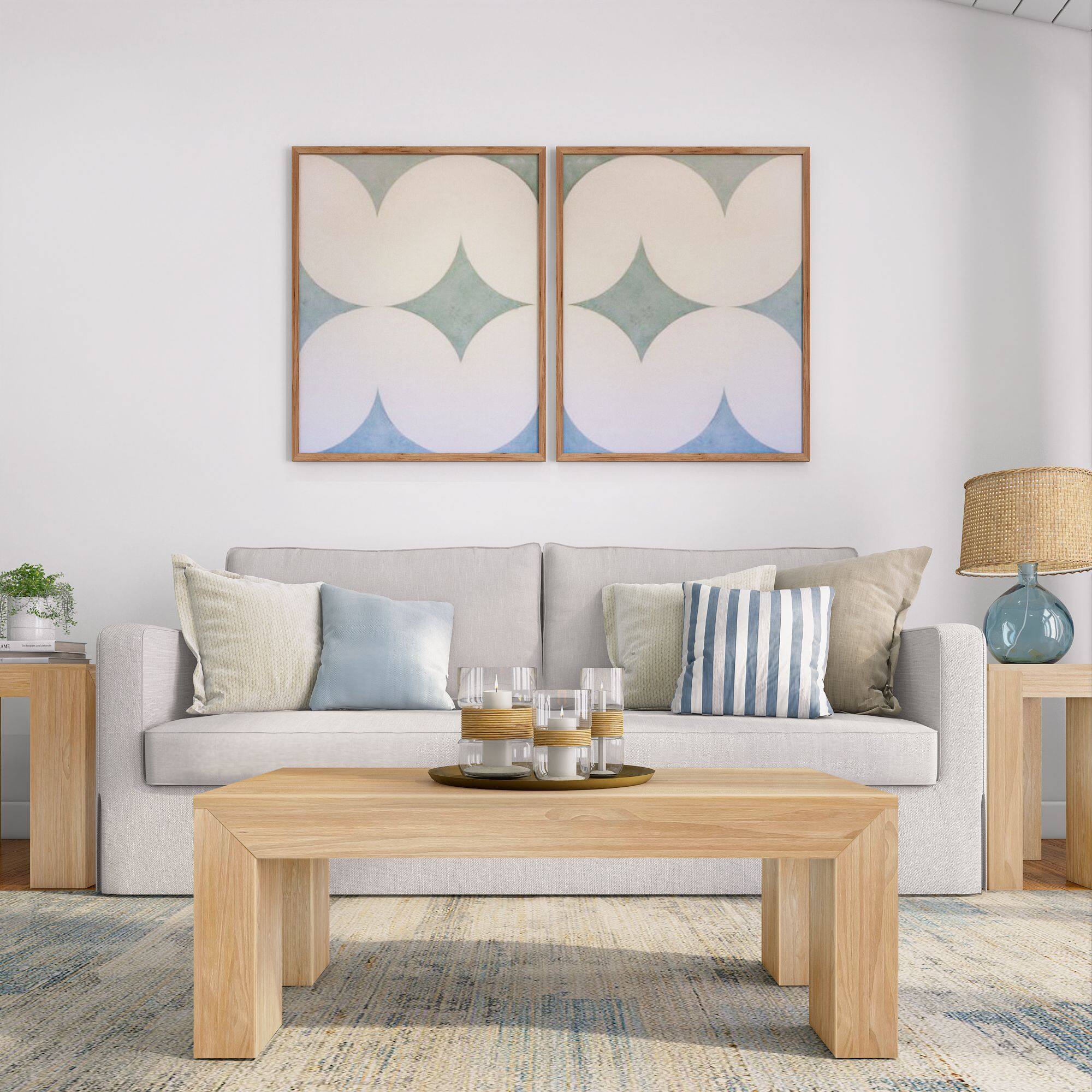 Alt View 1. Plank+Beam - Modern Rectangular Coffee Table (40in x 20in / 1020mm x 510mm), Blonde Wirebrush - Blonde Wirebrush.