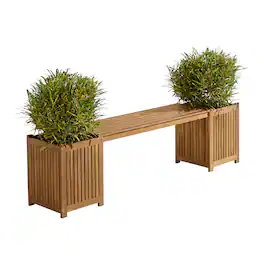 Alaterre Furniture - Outdoor Bench with 2 Planter Boxes - 2-in-1 Acacia Wood Bench Outdoor Planters with Open-Ended Base - Brown