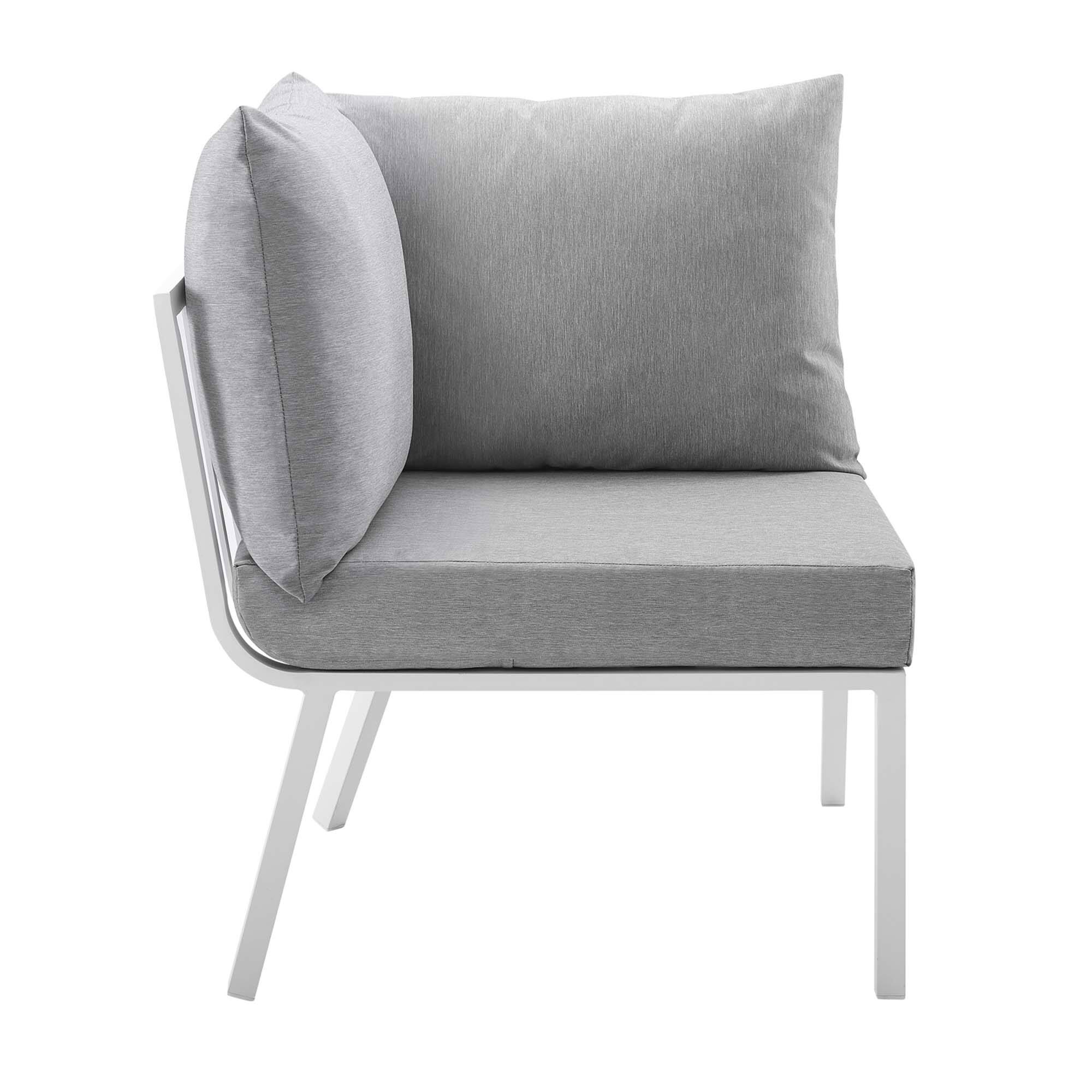 Alt View 2. Modway - Riverside Outdoor Patio Aluminum Corner Chair by Modway - White Gray.