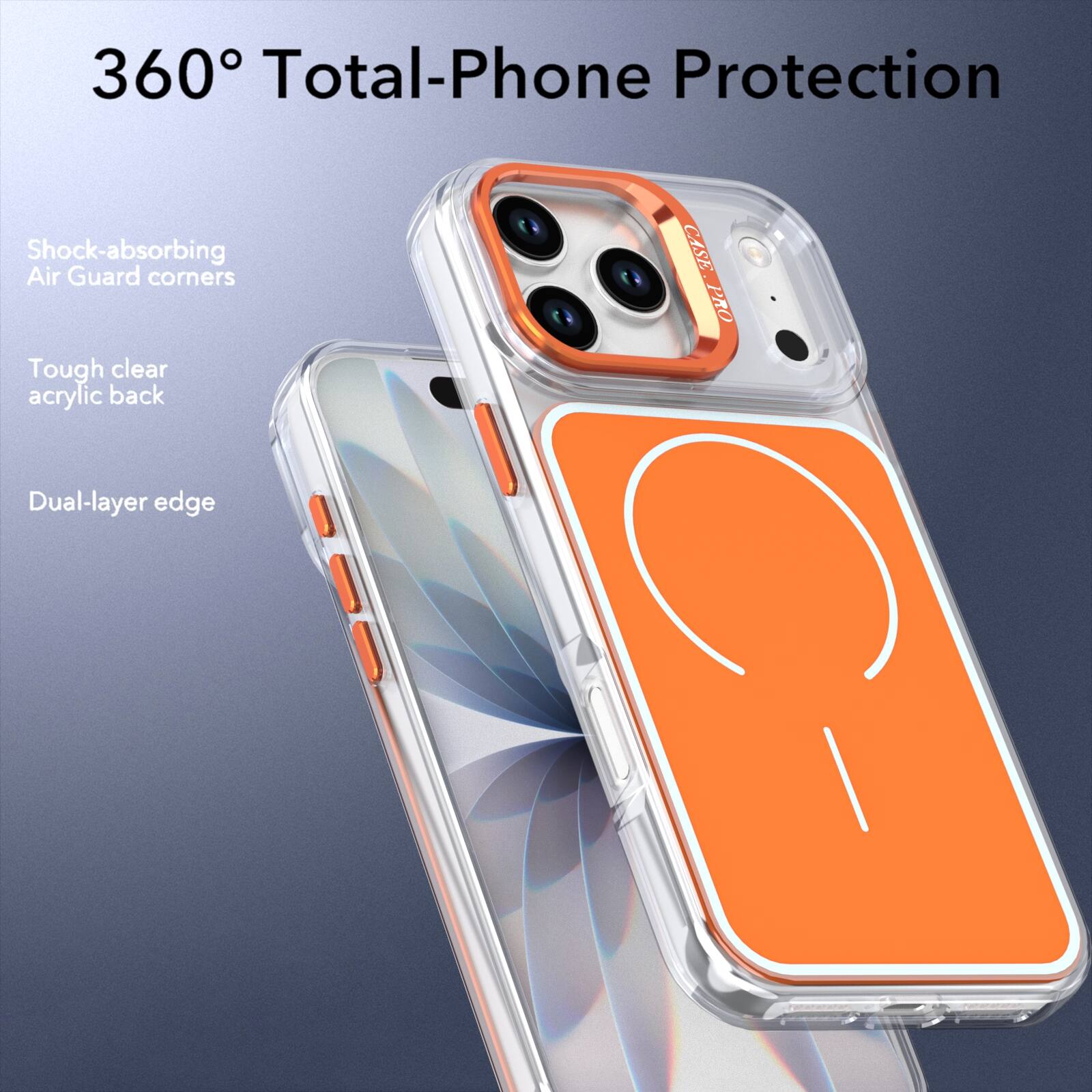 360° Total-Phone Protection

Shock-absorbing Air Guard corners

Tough clear acrylic back

Dual-layer edge