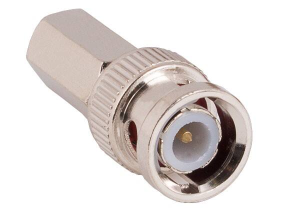 Front. Cable Leader - BNC Male Twist-On Connector for RG-59U/62U Coaxial Cable - Silver.