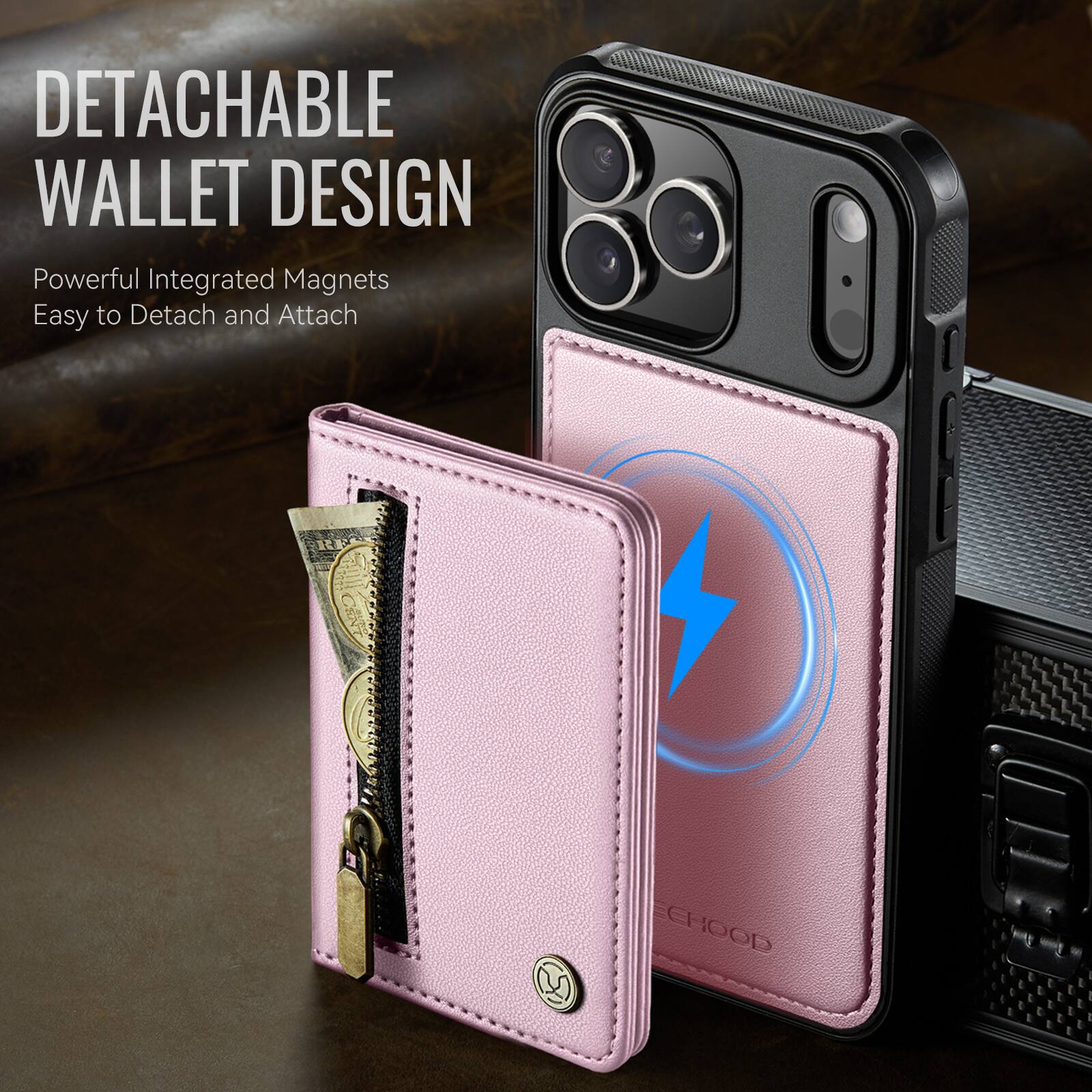 DETACHABLE WALLET DESIGN  
Powerful Integrated Magnets  
Easy to Detach and Attach