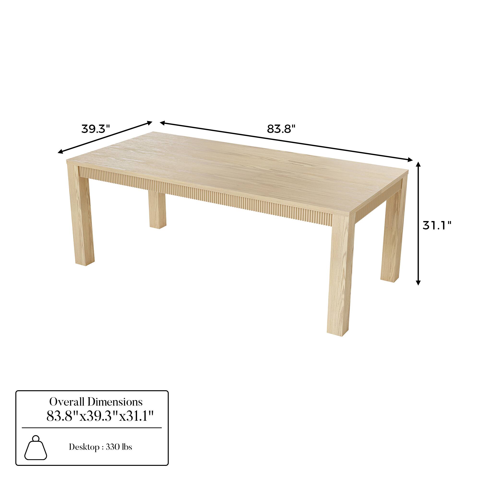 Overall Dimensions: 83.8" x 39.3" x 31.1"  
Desktop: 330 lbs