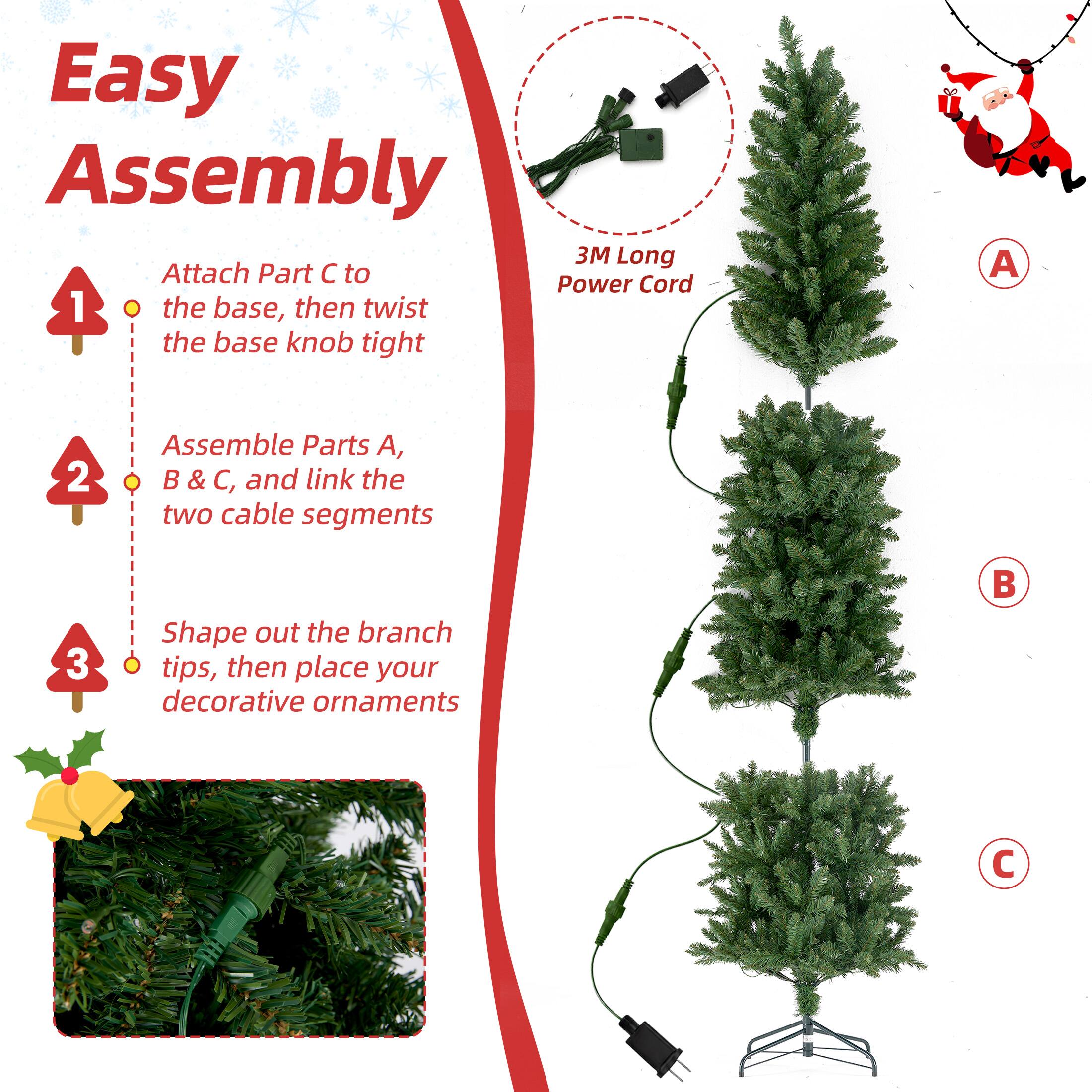Easy Assembly

1. Attach Part C to the base, then twist the base knob tight
2. Assemble Parts A, B & C, and link the two cable segments
3. Shape out the branch tips, then place your decorative ornaments