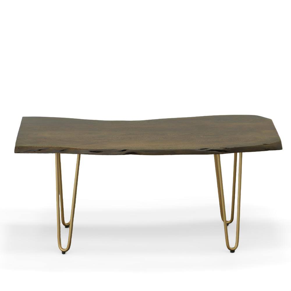 Alt View 4. Carolina Chair & Table - Seti Live Edge Coffee Table/Bench - Elm Top - Gold Base - Blue.