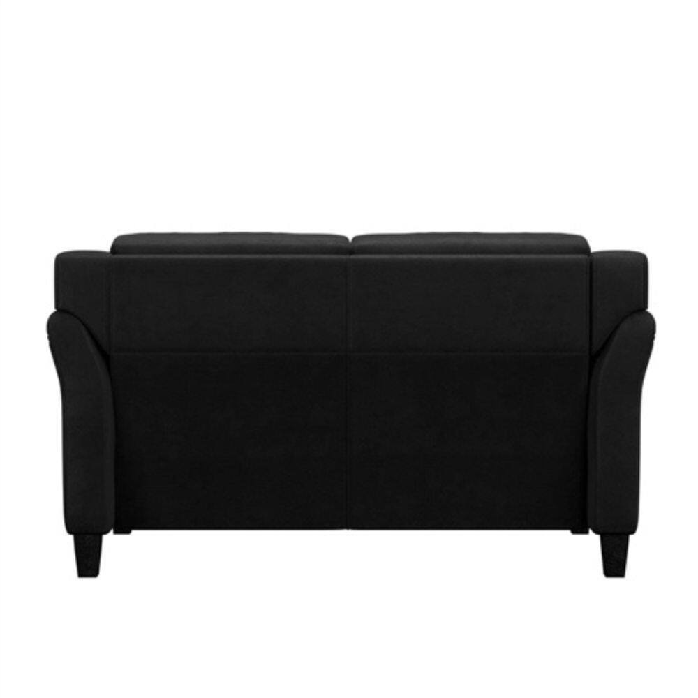 Back. Hivvago - Modern Upholstered Loveseat Sofa in Black Microfiber with Button Tufted Cushions - Black.