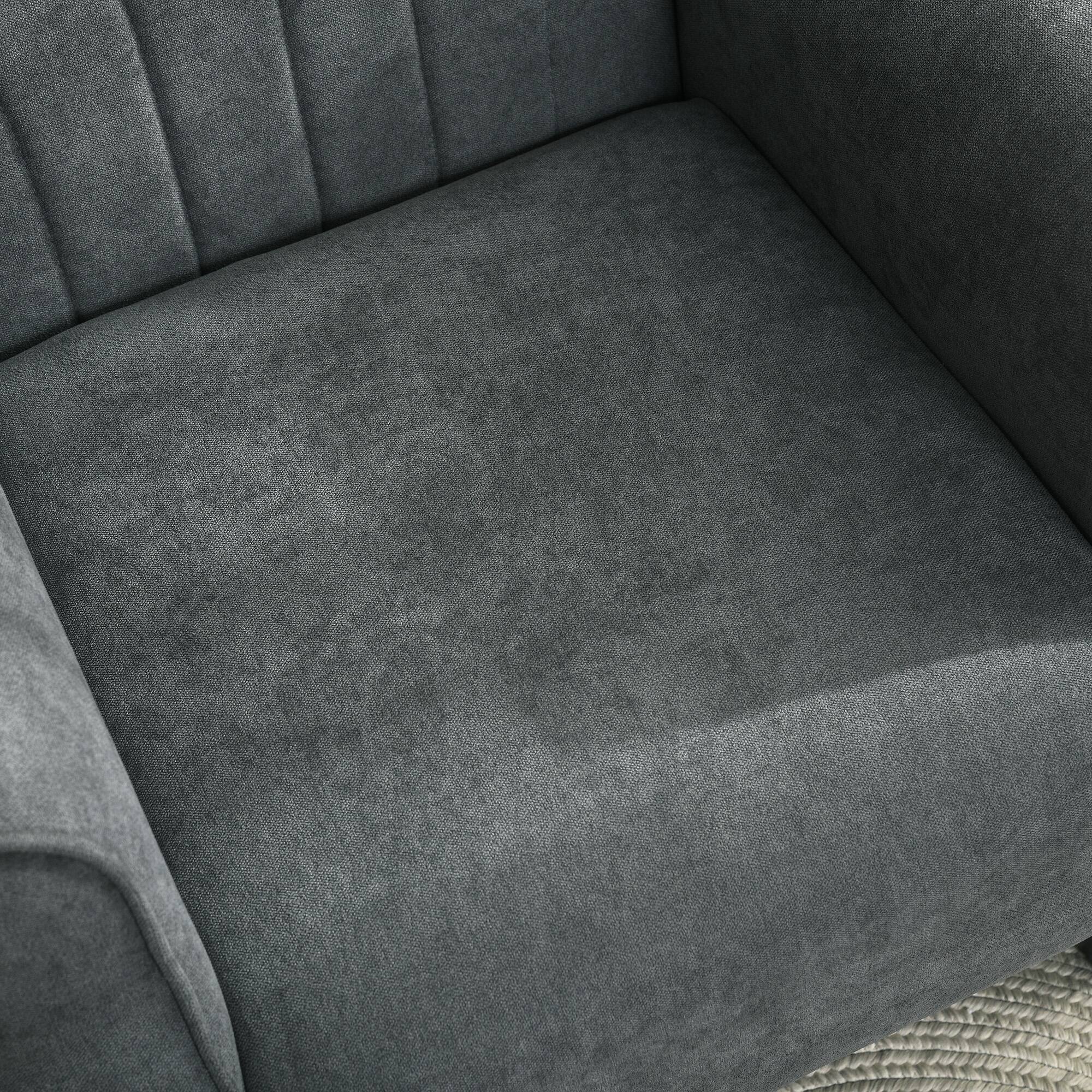 Alt View 5. Homcom - Mid-Century Fabric Accent Chair with Wood Legs - Dark Gray.