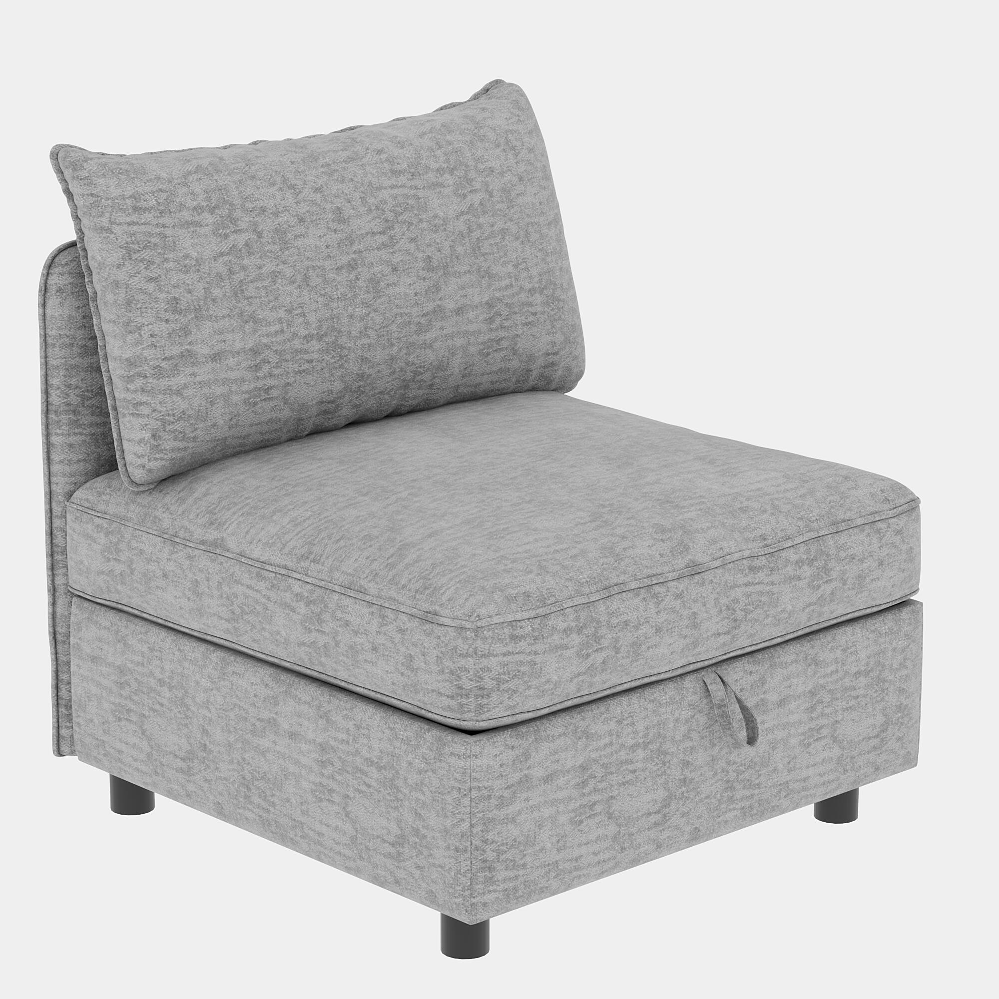 Alt View 2. TinyHomie - Modular Sectional Sofa Seat with Storage Convertible Sleeper - gray.