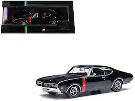 1970 Oldsmobile 442 W-30 Ebony Stripes 1/43 Diecast Model by IXO Models - Black with Red