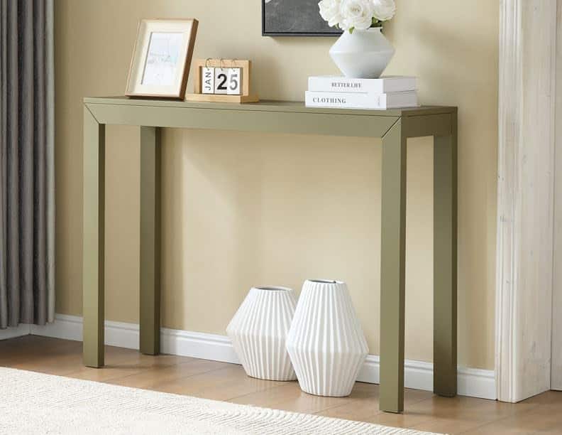 Kings Brand Furniture - Russel Long Console Table - Minimalist and Slim Entryway Table for Decorative Displays, Sofa Table - Lemon pepper
