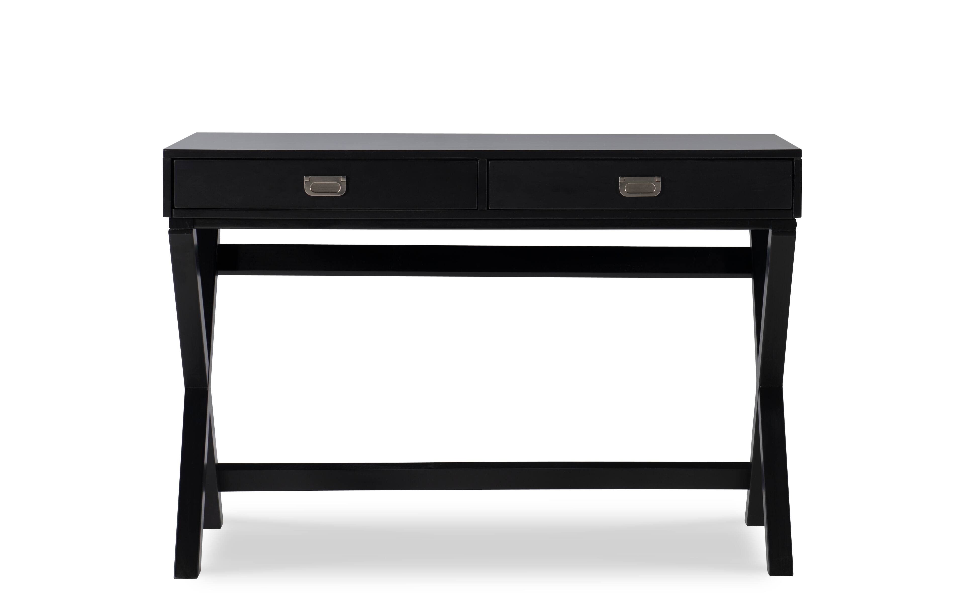 Left. Linon Home Décor - Penrose Two-Drawer Campaign-Style Writing Desk - Black.