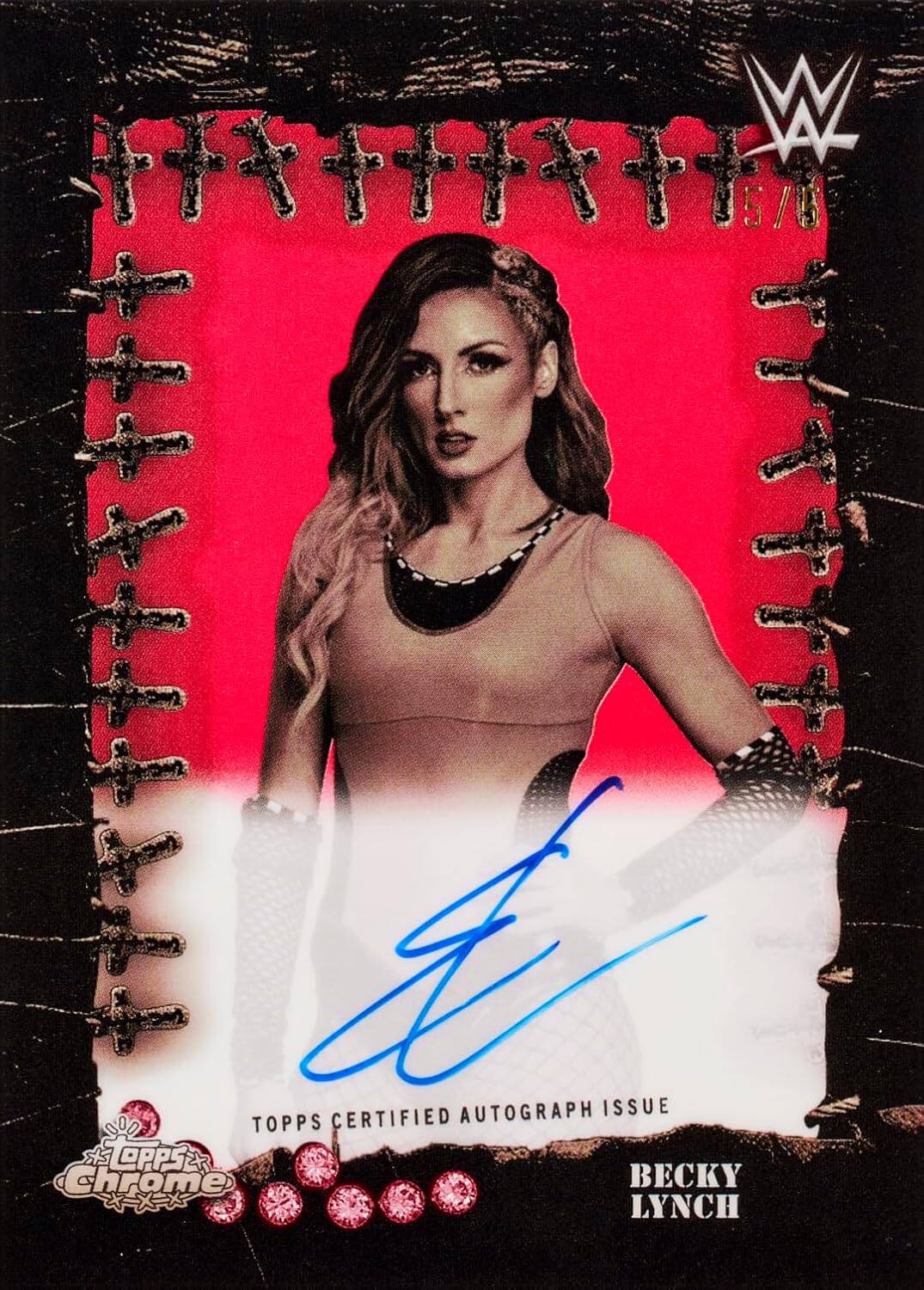 W 5/6 ++++ / AUTOGRAPH ISSUE TOPPS CERTIFIED OPP3 Chrome BECKY LYNCH
