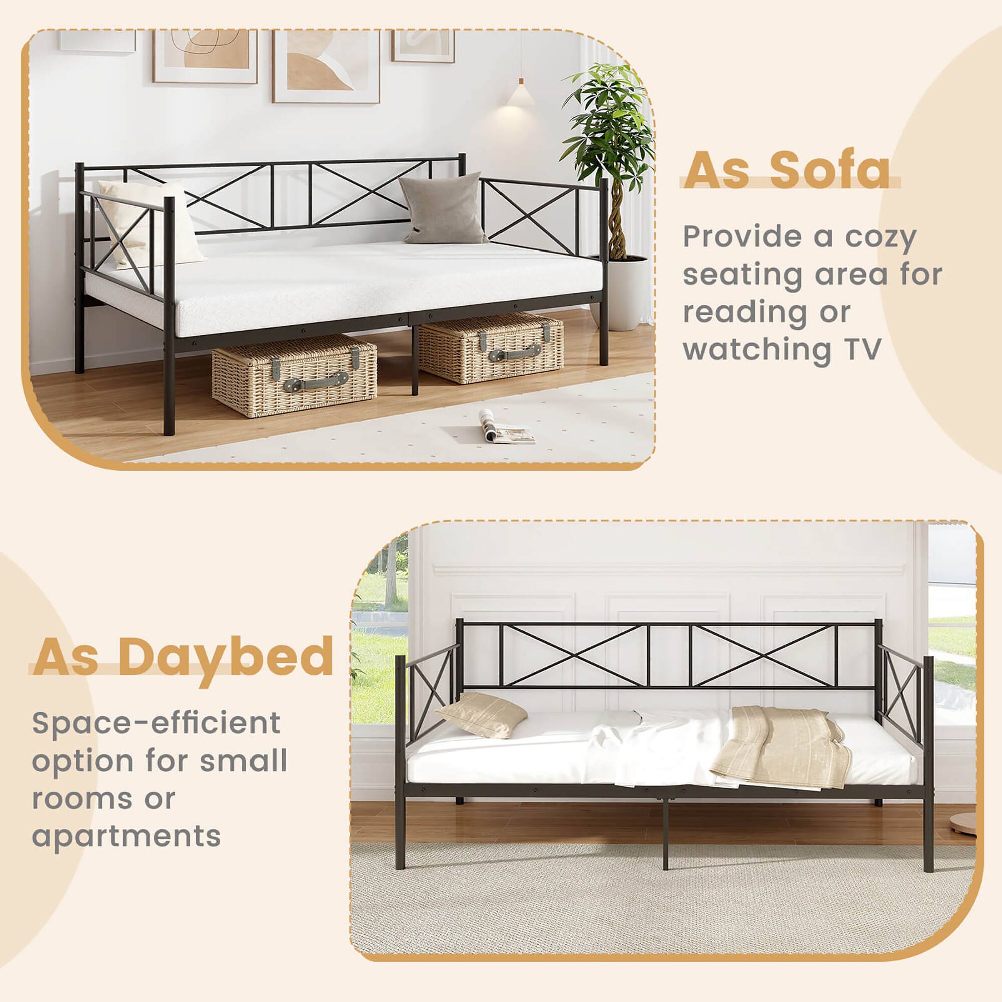As Sofa  
Provide a cozy seating area for reading or watching TV  

As Daybed  
Space-efficient option for small rooms or apartments