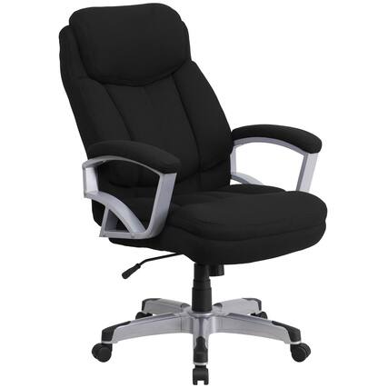 Front. Emma + Oliver - 500 lb. Big & Tall Executive Swivel Ergonomic Office Chair with Arms - Black Fabric.
