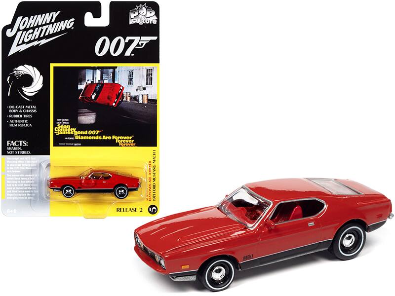 **JOHNNY LIGHTNING 007**

- DIE-CAST METAL BODY & CHASSIS
- RUBBER TIRES
- AUTHENTIC FILM REPLICA

**FACTS:**
SHAKEN, NOT STIRRED

**Sean Connery - James Bond 007 "Diamonds Are Forever"**

**RELEASE 2**

**MACH 1**

**POP Culture**

**1971**

**6+**
