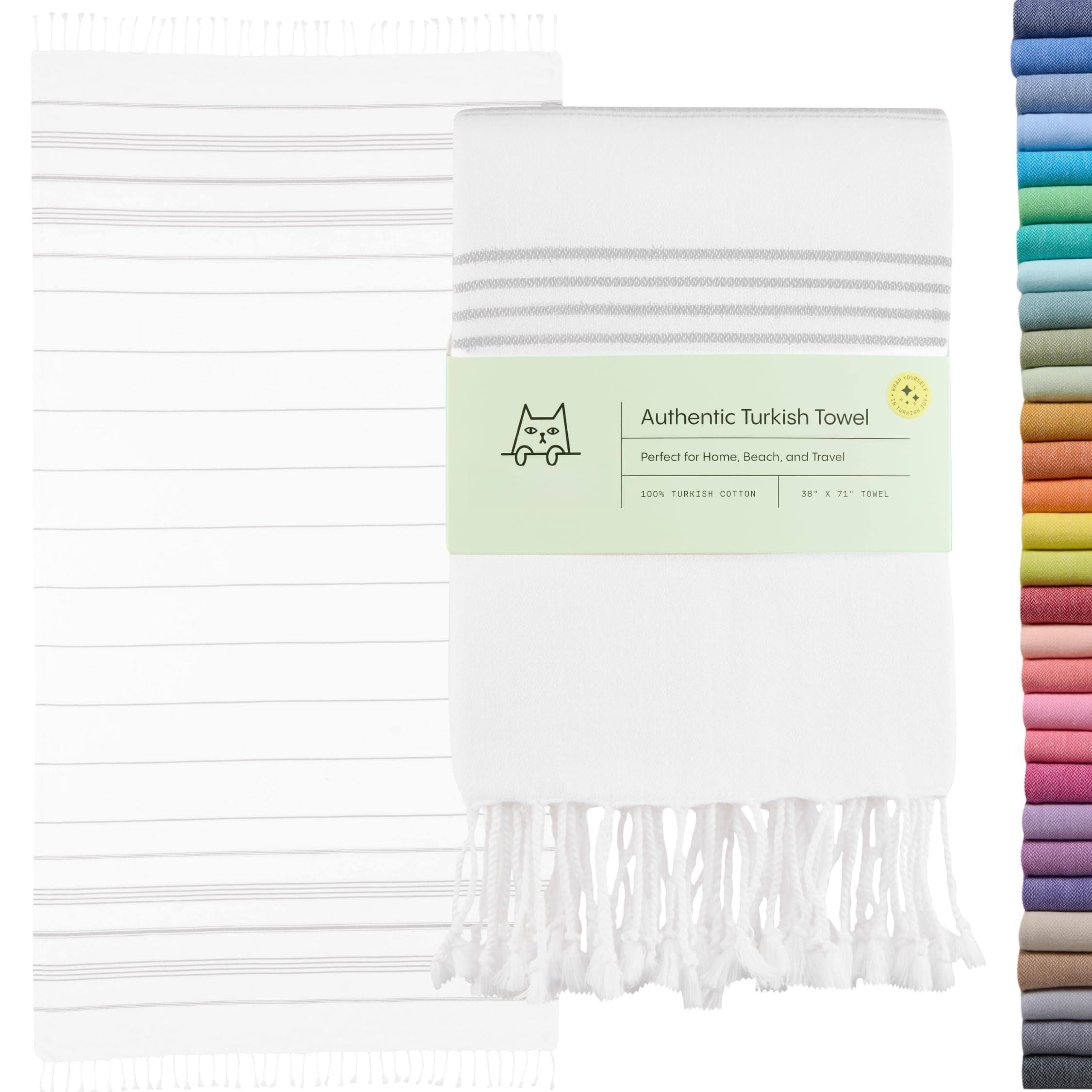 Grey and White Beach Towel (38" x 71")