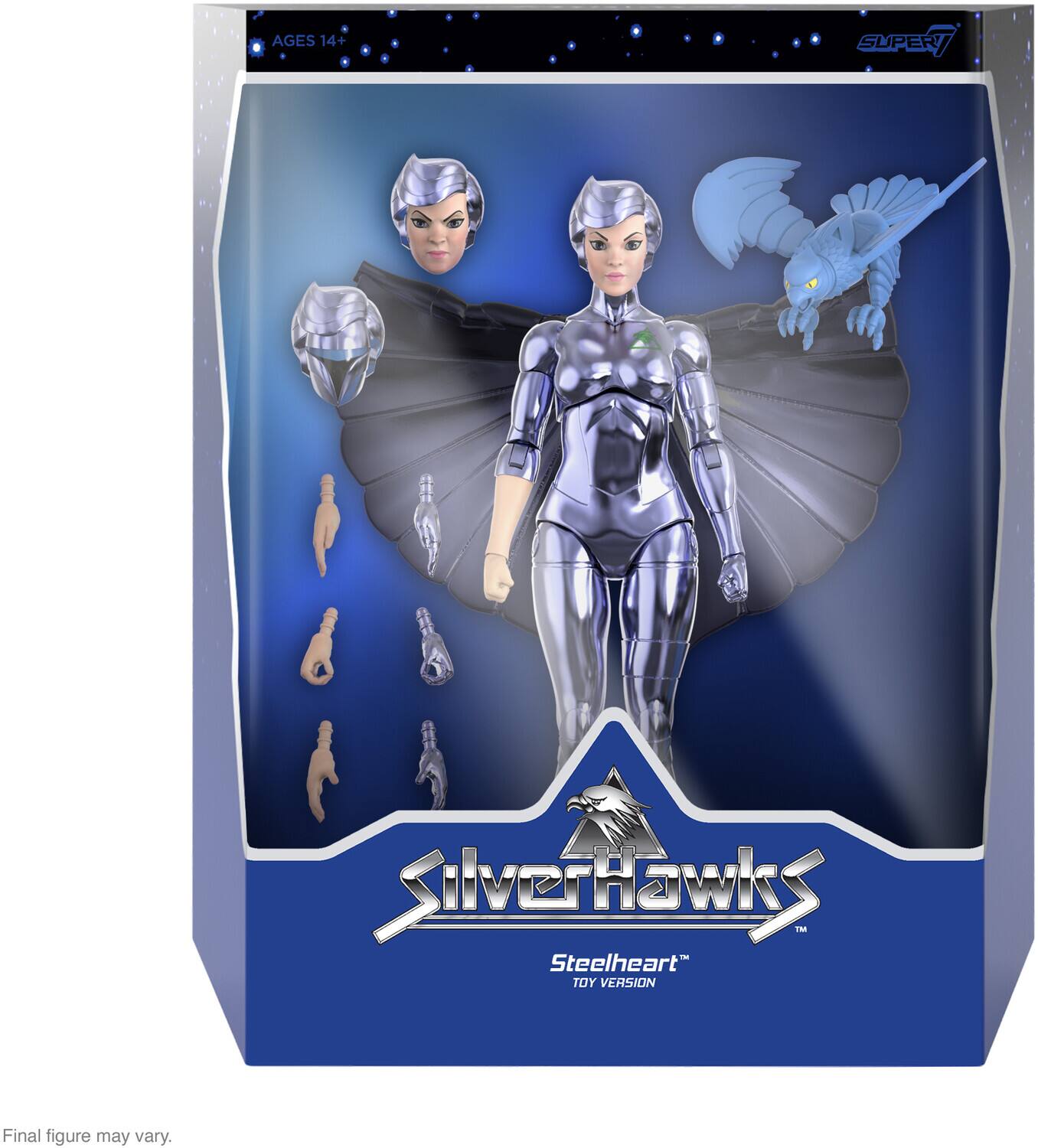 AGES 14+  
Silverhawks  
Steelheart™  
TOY VERSION  
Final figure may vary.