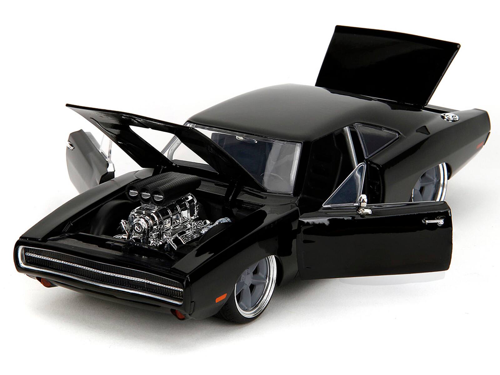 Angle. Jada - 1970 Dodge Charger R/T Black "Fast X" (2023) Movie "Fast & Furious" Series 1/24 Diecast Model Car by Jada - Black .