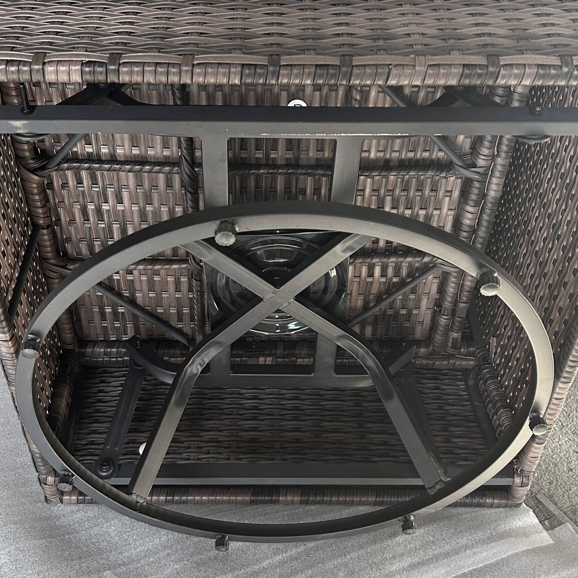 Alt View 8. Outsunny - 6 Piece Patio Furniture Set with Rattan 3-seater Sofa, Swivel Rocking Chairs, Footstools, Table - Mixed-Gray.